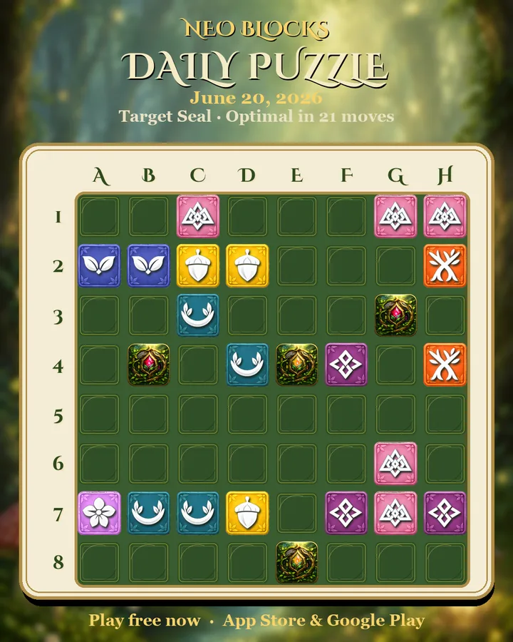 NEO Blocks daily puzzle for June 20, 2026