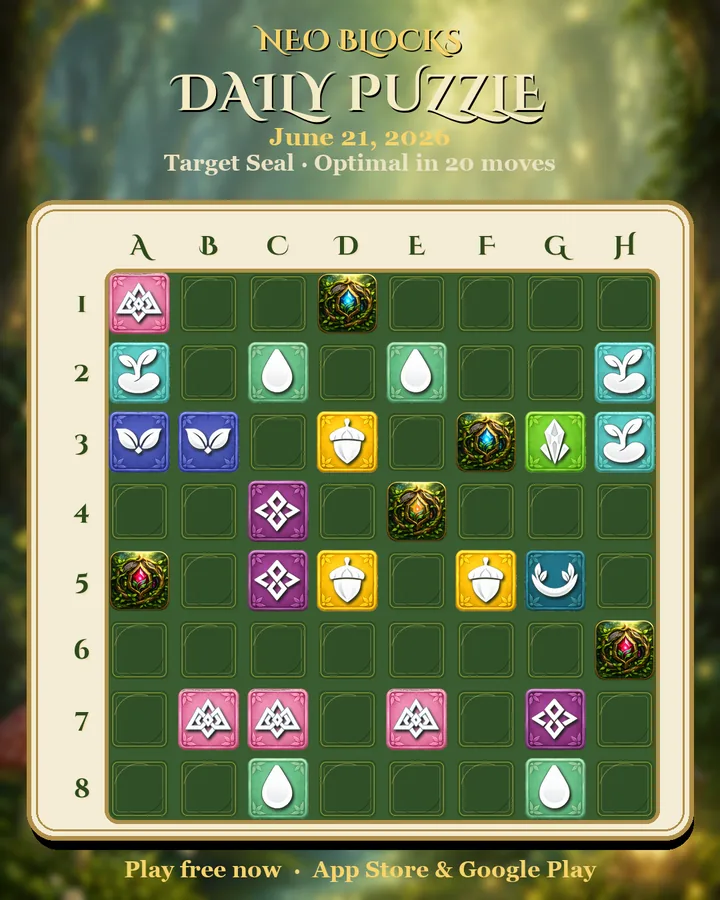 NEO Blocks daily puzzle for June 21, 2026