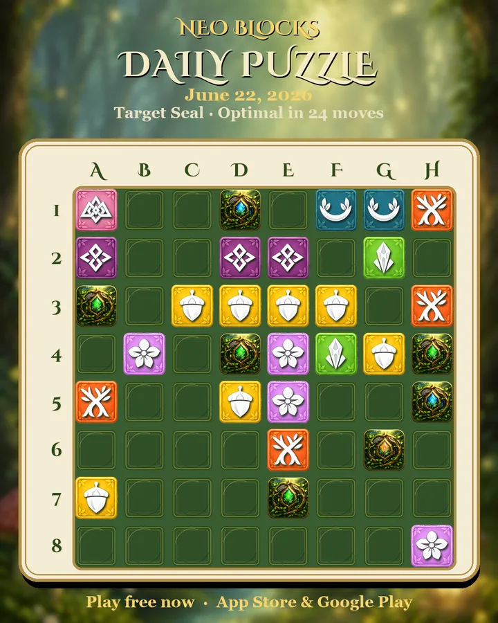 NEO Blocks daily puzzle for June 22, 2026