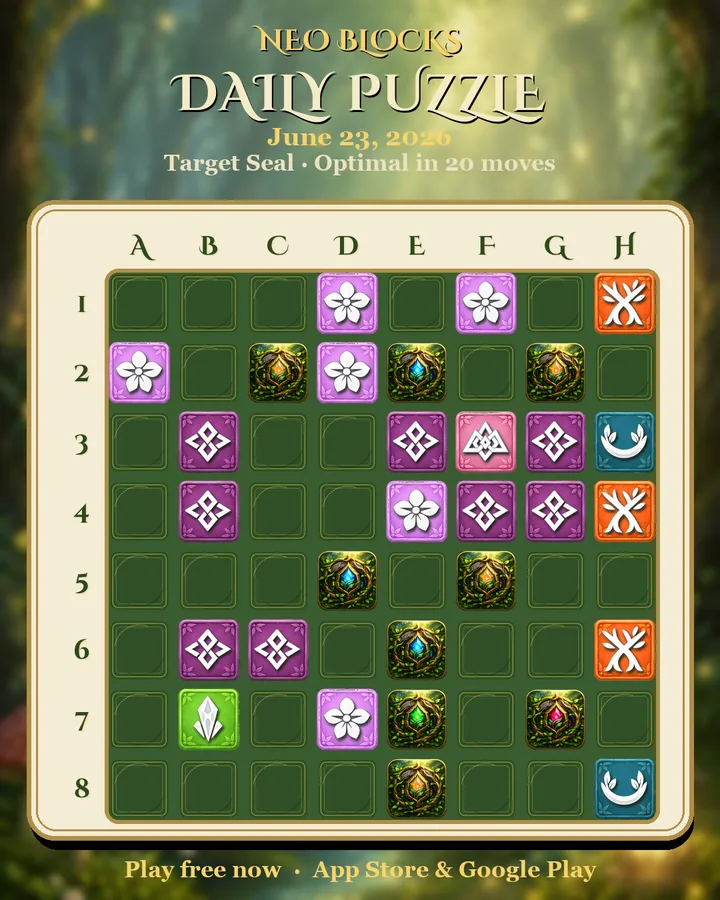 NEO Blocks daily puzzle for June 23, 2026