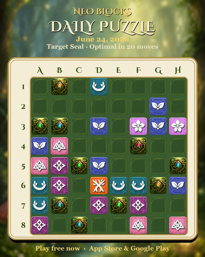 NEO Blocks daily puzzle for June 24, 2026