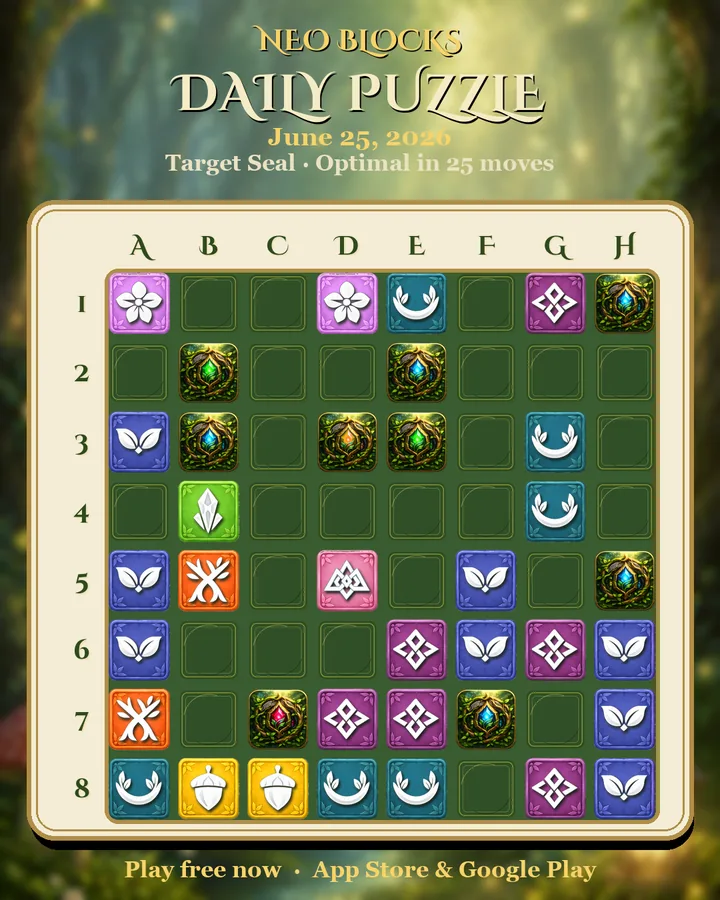 NEO Blocks daily puzzle for June 25, 2026