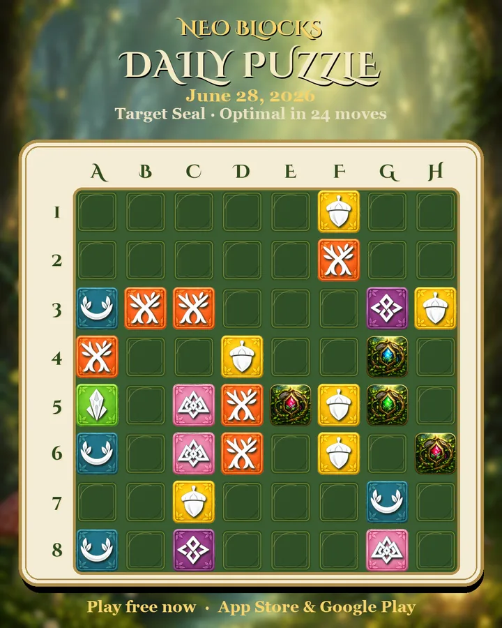 NEO Blocks daily puzzle for June 28, 2026