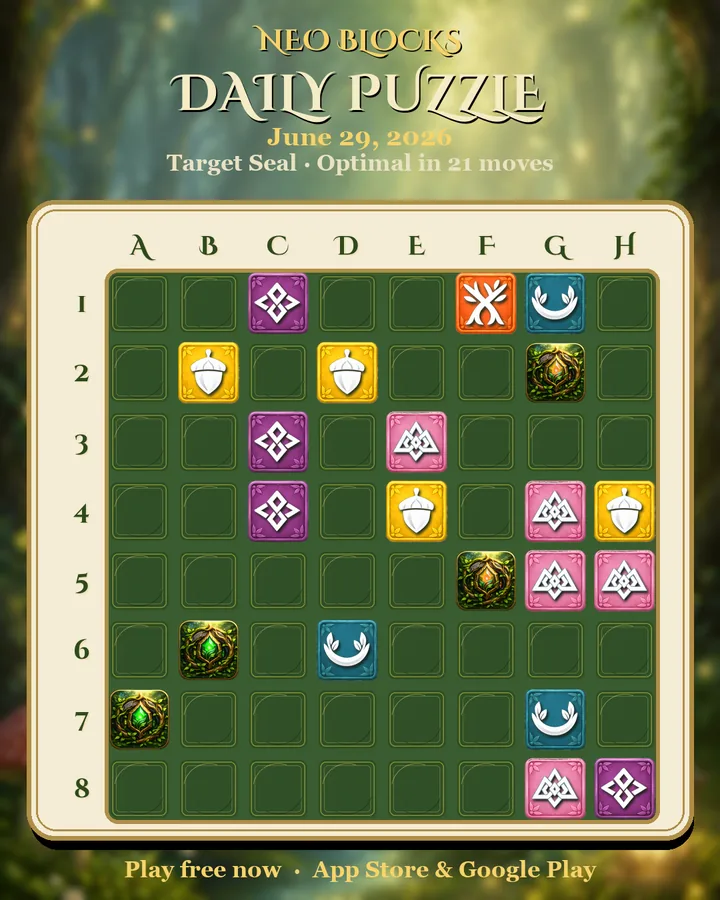 NEO Blocks daily puzzle for June 29, 2026