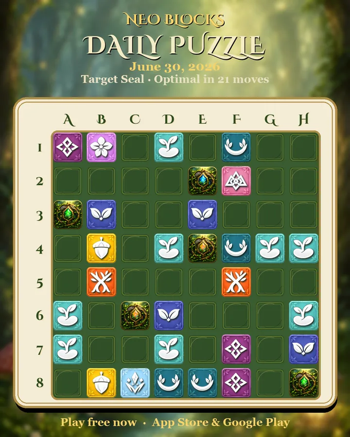 NEO Blocks daily puzzle for June 30, 2026