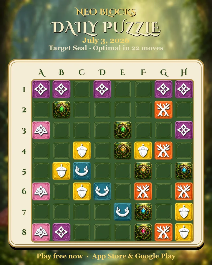 NEO Blocks daily puzzle for July 3, 2026