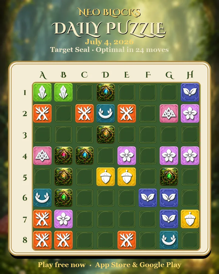 NEO Blocks daily puzzle for July 4, 2026