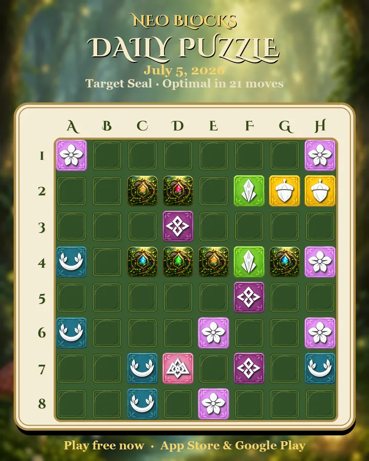 NEO Blocks daily puzzle for July 5, 2026
