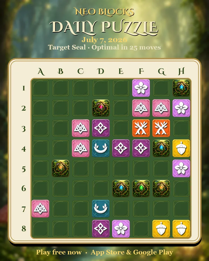 NEO Blocks daily puzzle for July 7, 2026
