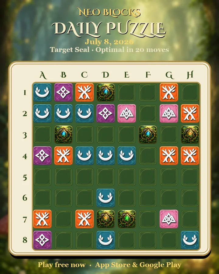 NEO Blocks daily puzzle for July 8, 2026