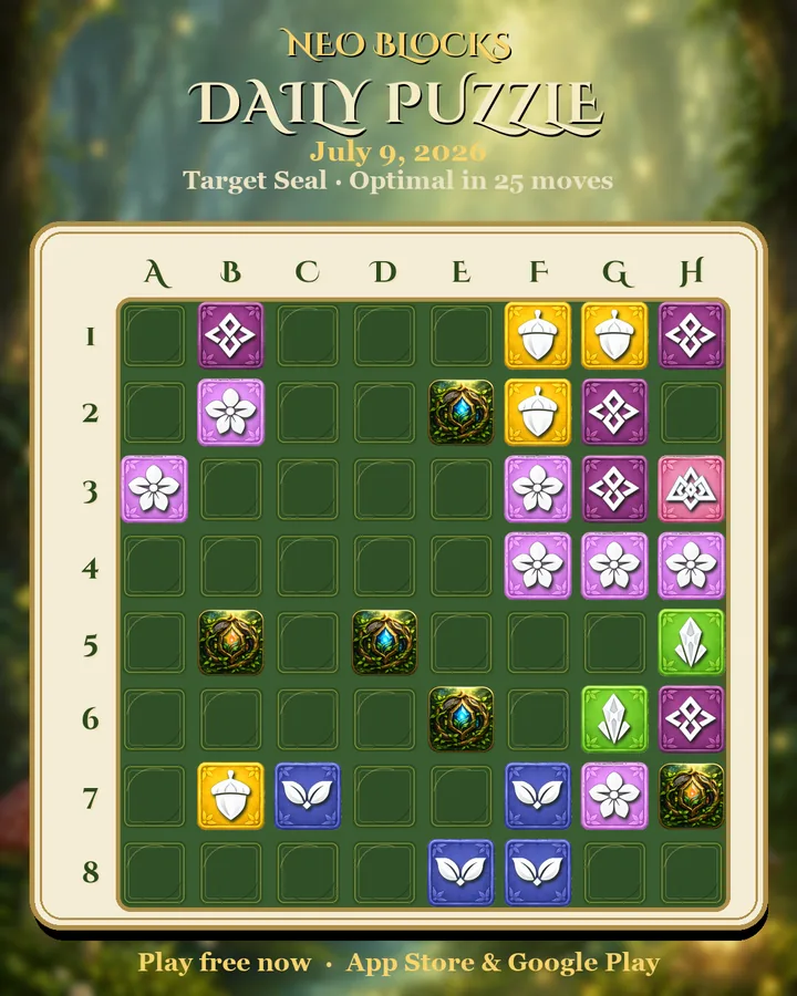 NEO Blocks daily puzzle for July 9, 2026