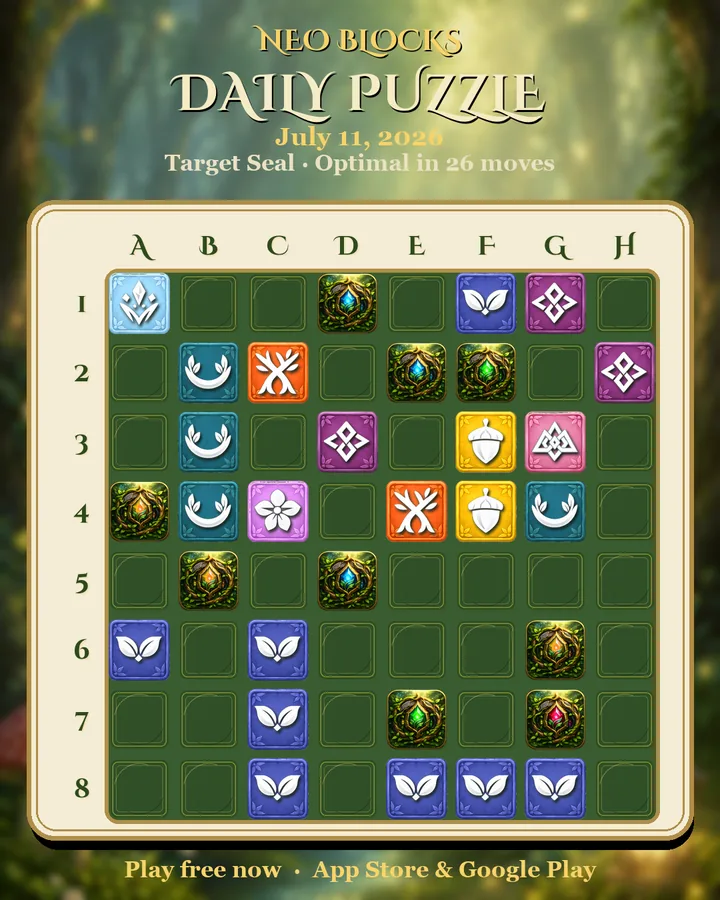 NEO Blocks daily puzzle for July 11, 2026