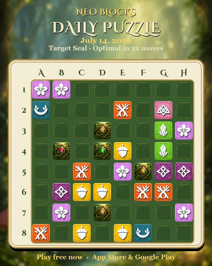 NEO Blocks daily puzzle for July 14, 2026