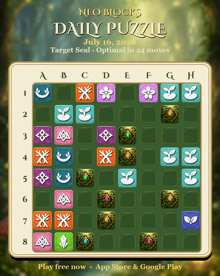 NEO Blocks daily puzzle for July 16, 2026