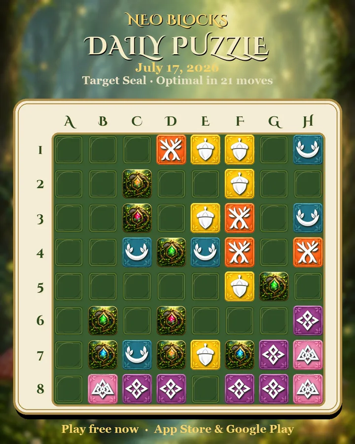 NEO Blocks daily puzzle for July 17, 2026