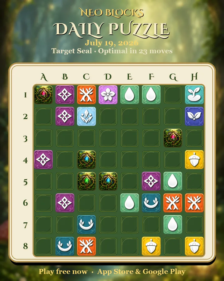 NEO Blocks daily puzzle for July 19, 2026