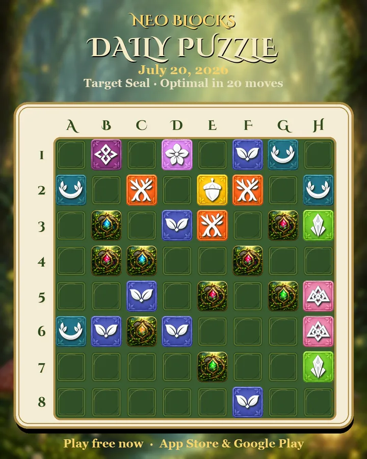 NEO Blocks daily puzzle for July 20, 2026