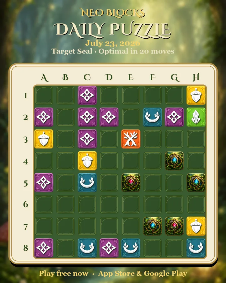 NEO Blocks daily puzzle for July 23, 2026