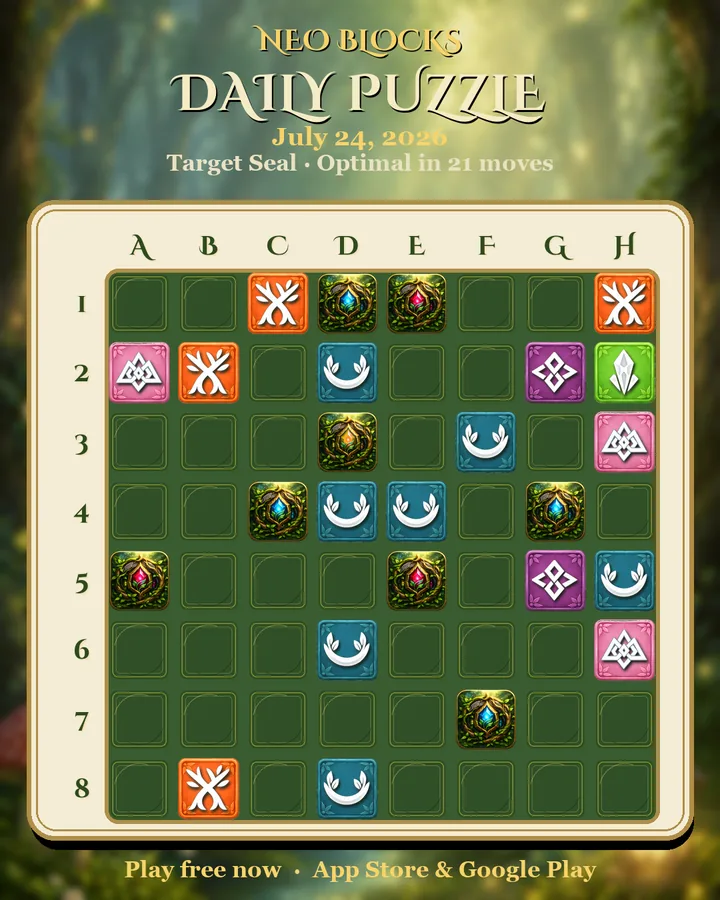 NEO Blocks daily puzzle for July 24, 2026