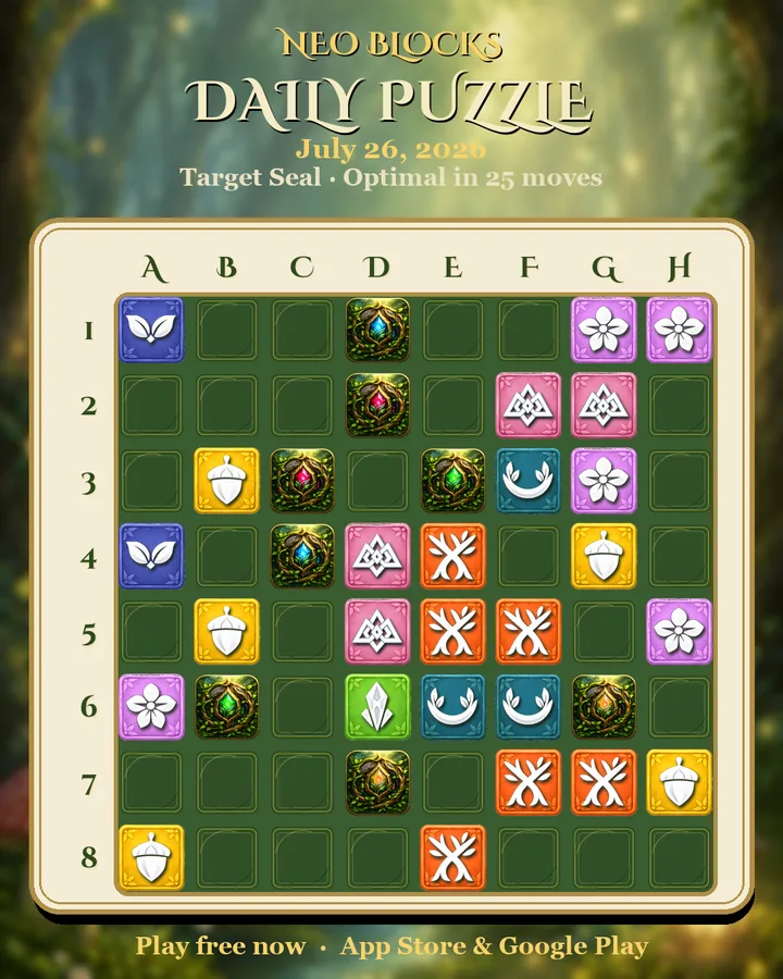 NEO Blocks daily puzzle for July 26, 2026