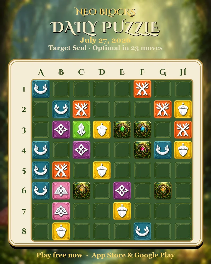 NEO Blocks daily puzzle for July 27, 2026