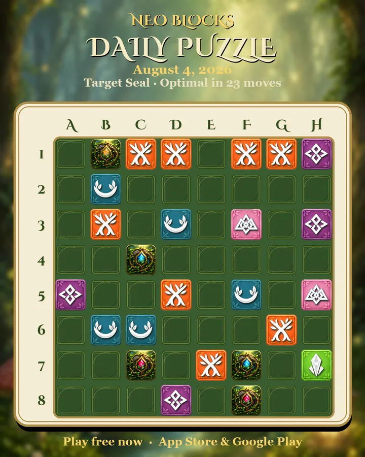 NEO Blocks daily puzzle for August 4, 2026