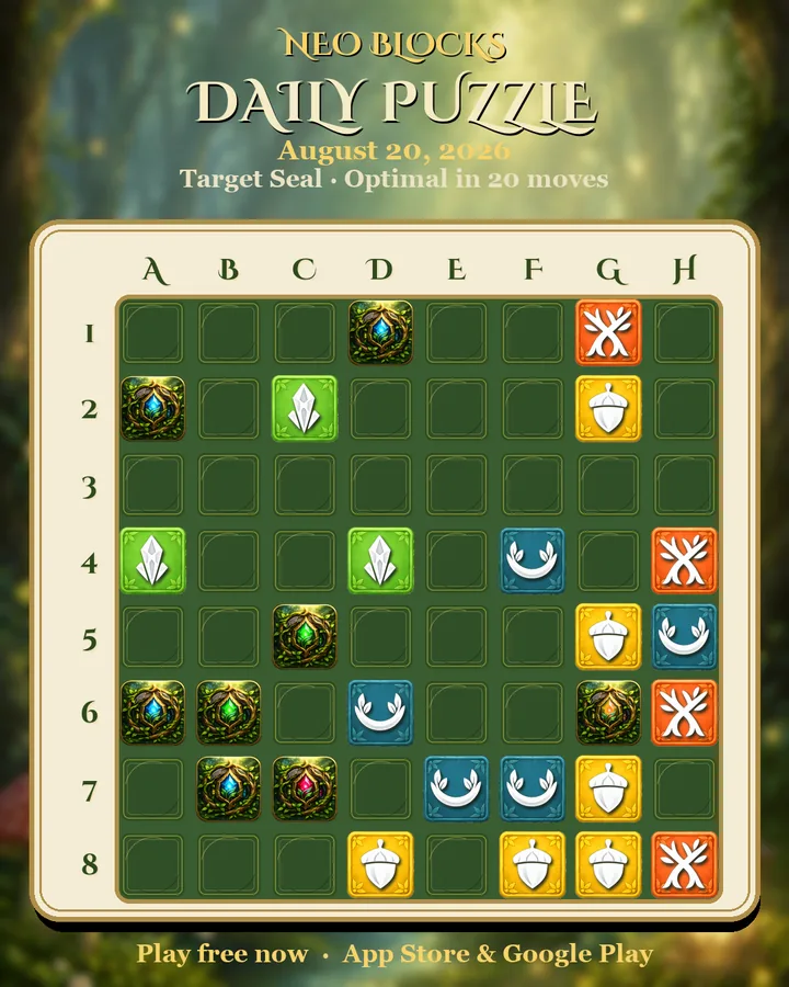 NEO Blocks daily puzzle for August 20, 2026