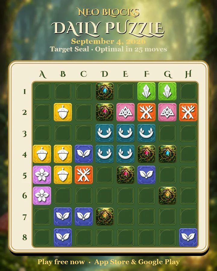 NEO Blocks daily puzzle for September 4, 2026