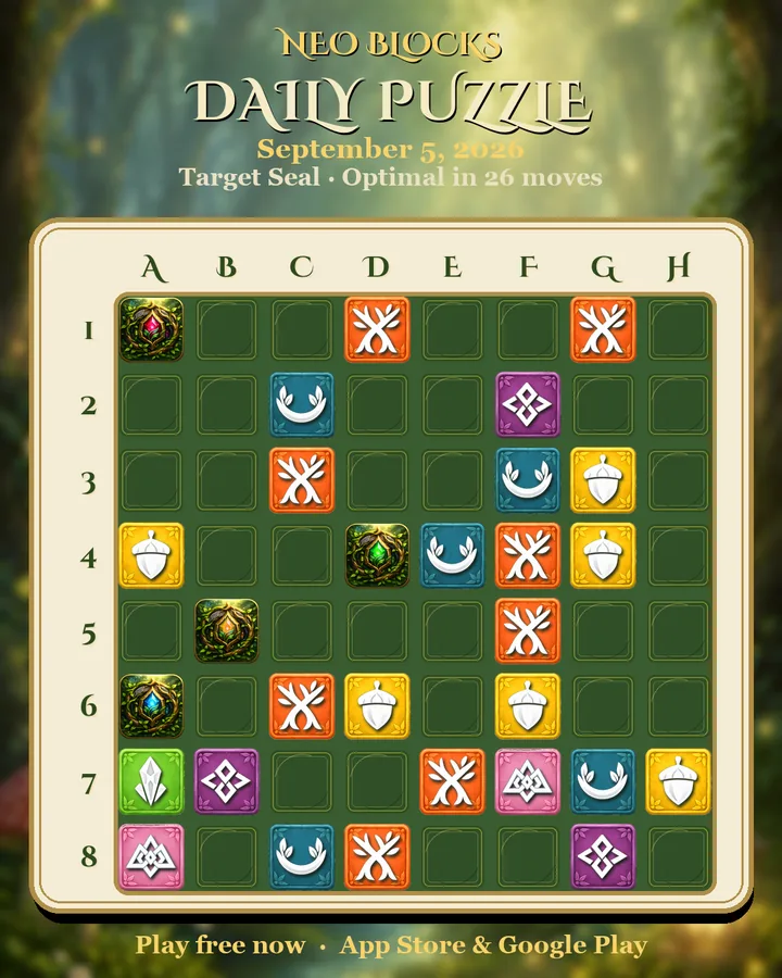 NEO Blocks daily puzzle for September 5, 2026