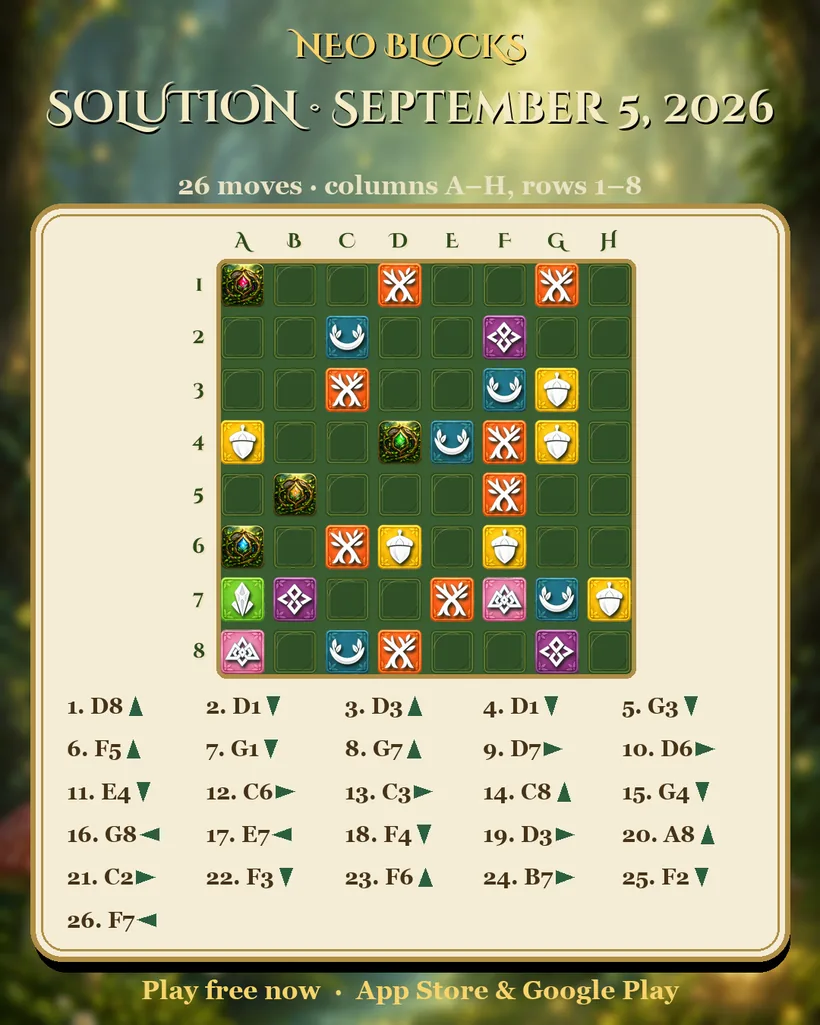 Solution of the NEO Blocks daily puzzle for September 5, 2026