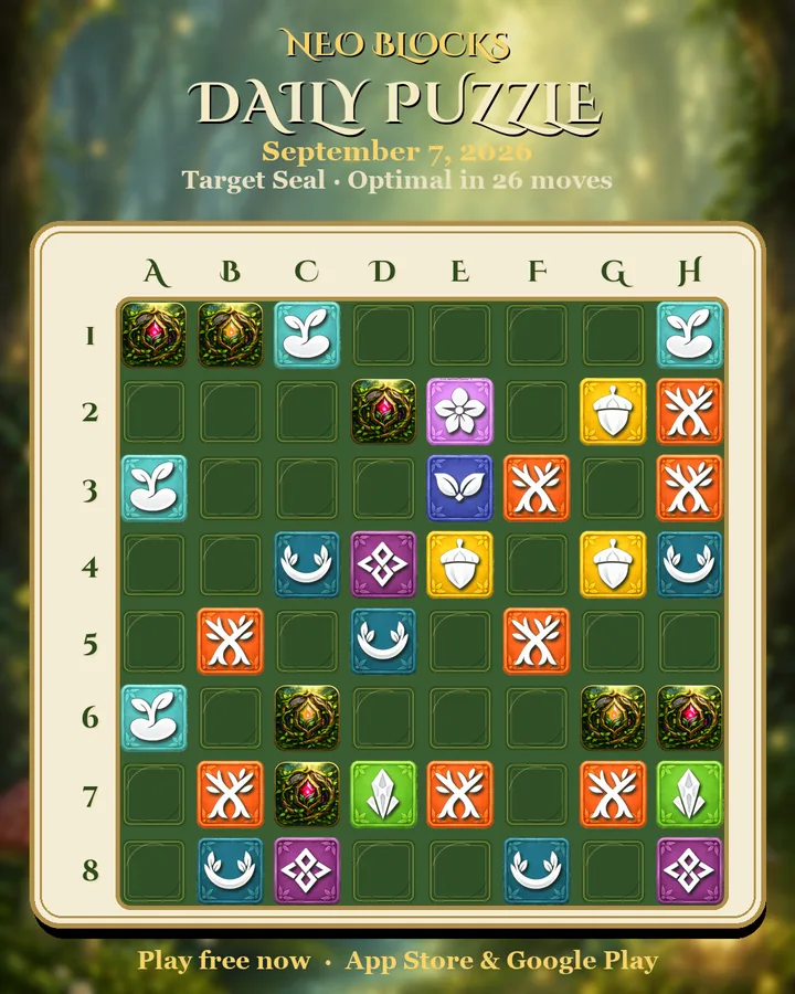 NEO Blocks daily puzzle for September 7, 2026