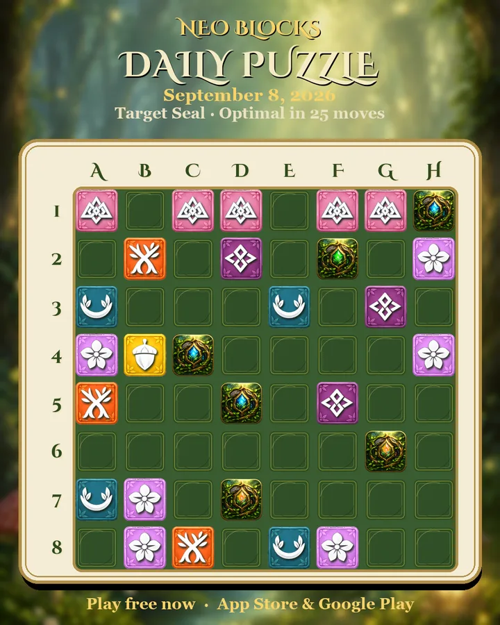 NEO Blocks daily puzzle for September 8, 2026