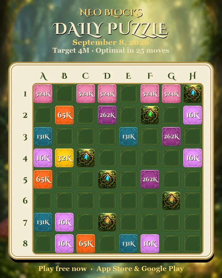NEO Blocks daily puzzle for September 8, 2026