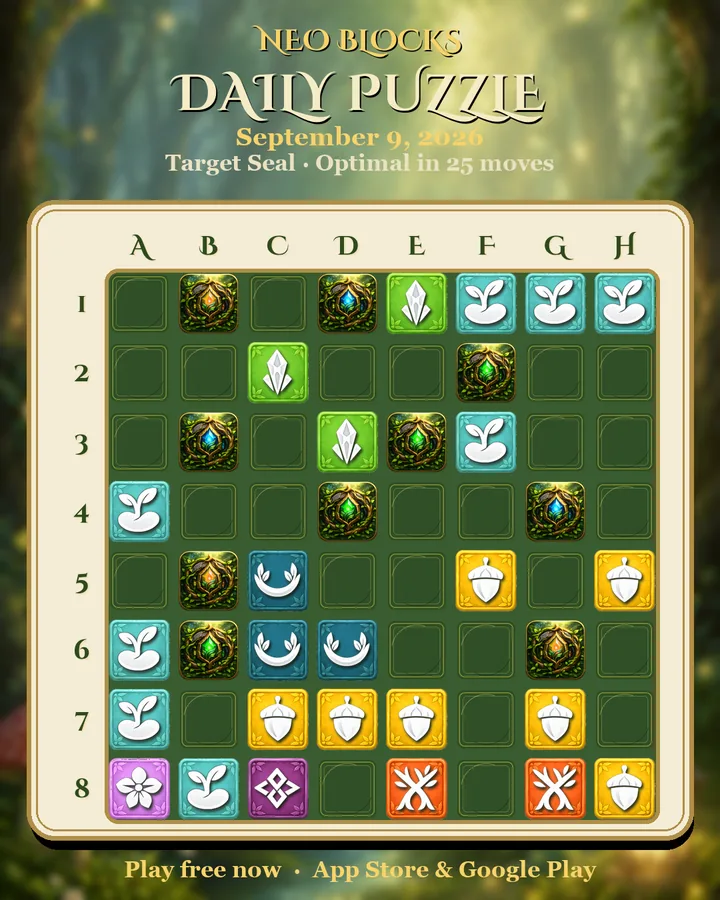 NEO Blocks daily puzzle for September 9, 2026