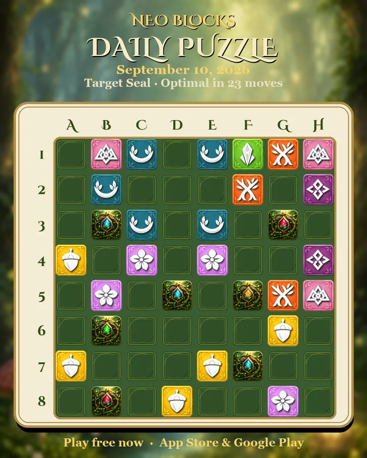 NEO Blocks daily puzzle for September 10, 2026