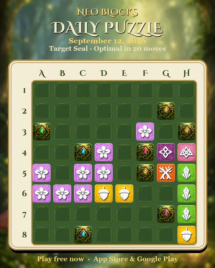 NEO Blocks daily puzzle for September 12, 2026