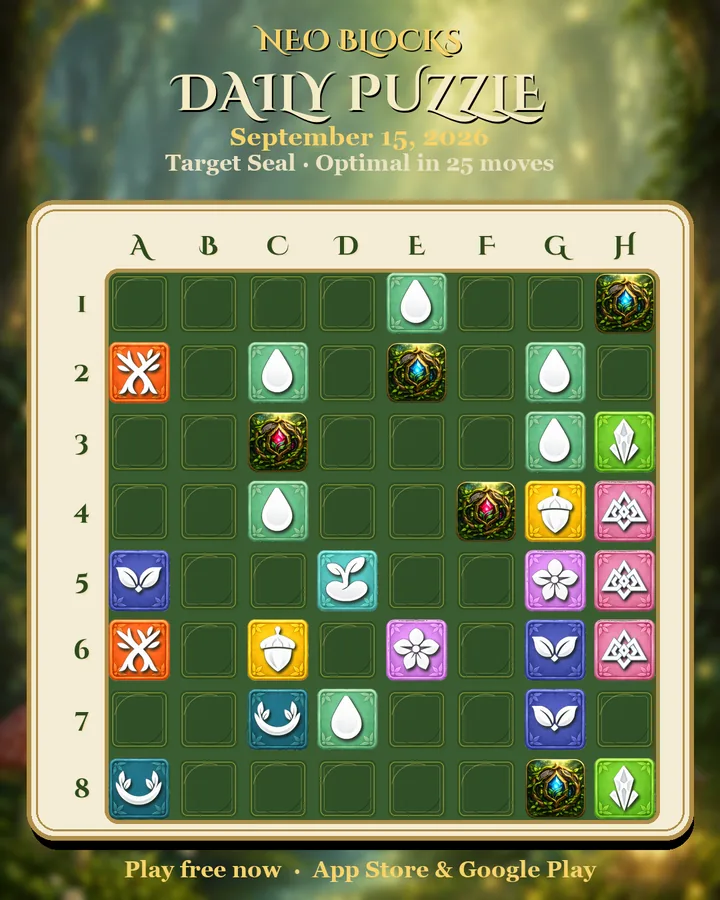 NEO Blocks daily puzzle for September 15, 2026
