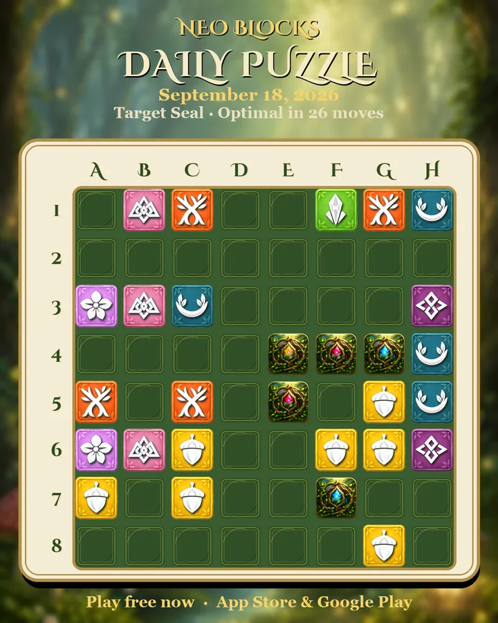 NEO Blocks daily puzzle for September 18, 2026