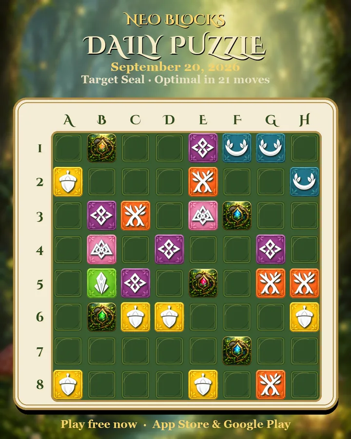 NEO Blocks daily puzzle for September 20, 2026